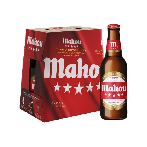 Cerveza Mahou 5 Estrellas Botellín 24x25cl
