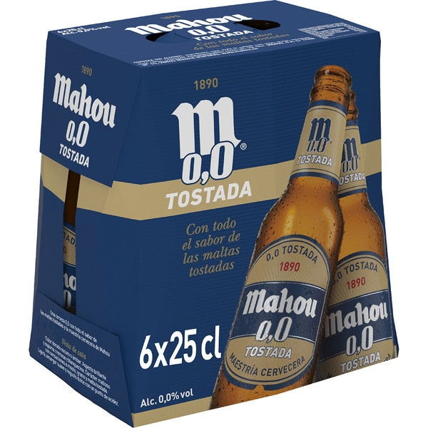 Cerveza Mahou Tostada 0,0 Botellín 24x25cl