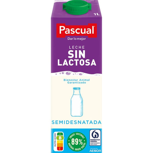 CAJA 6 UNIDADES LECHE PASCUAL SIN LACTOSA SEMI BRIK 1L