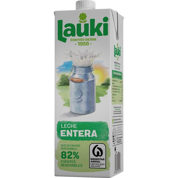 CAJA 6 UNIDADES LECHE LAUKI ENTERA BRIK 1L