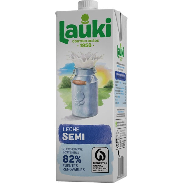 CAJA 6 UNIDADES LECHE LAUKI SEMI BRIK 1L