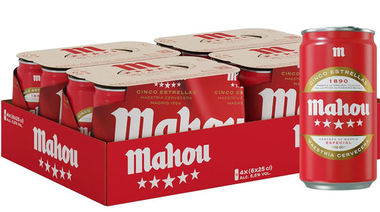 Cerveza Mahou 5 Estrellas Lata 25cl x24