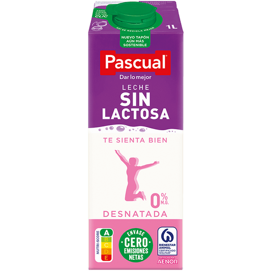 CAJA 6 UNIDADES MECHE PASCUAL SIN LACTOSA DESNATADA BRIK 1L